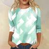 Women's Fashion Casual Round Neck Three-quarter Sleeve Gradient Print T-shirt Top