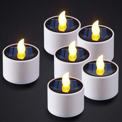6PCS Solar Teelicht Outdoor LED Kerze Lampe Wasserdichte Solar Flammenlose Kerze Lampe Flackern Treppen Deck Prop Lampe Garten Decor