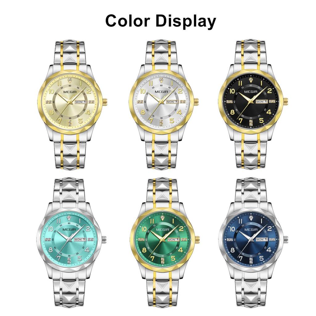 MEGIR Minimalist Fashion Quartz Wristwatch for Men Large Dial Business Leisure Watches with Date Week Clock Montre Homme 1093