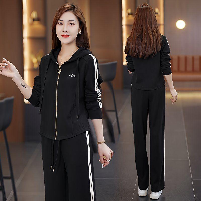 

Стильний осінньо-зимовий кардиган з капюшоном та комплект штанів широкого крою M (approx. 40-50 kg) чорний