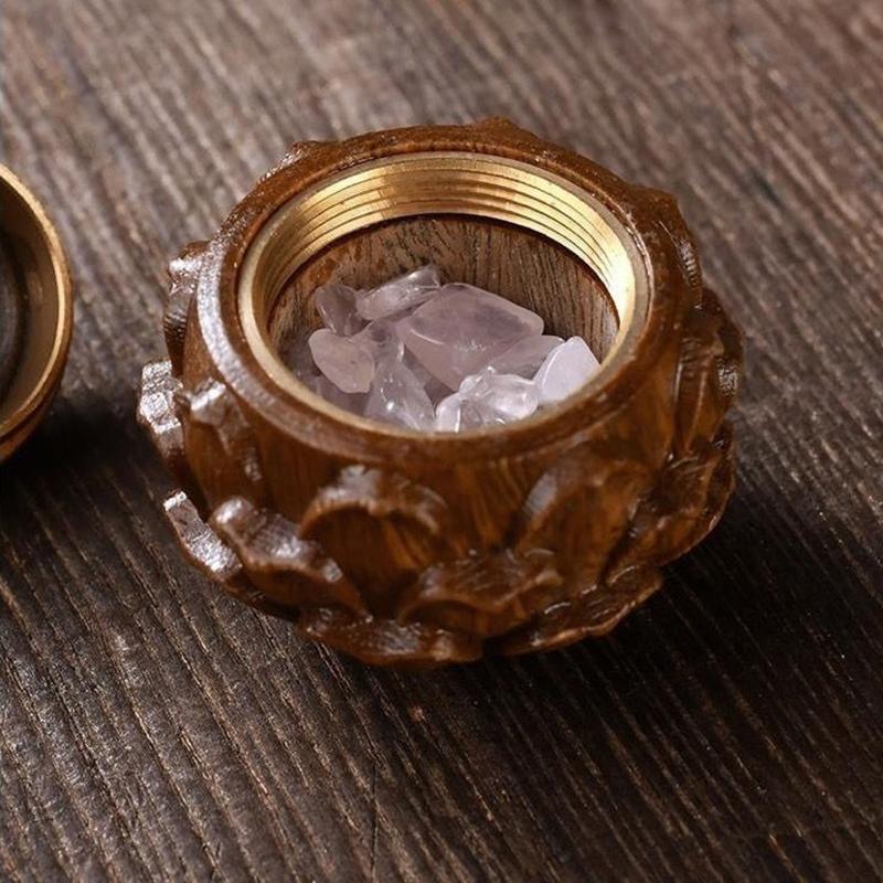 1Pc Hollow Box Pendant Accessories Portable Mini Lotus Sandalwood Sachet Medicine Pill Case Rescue Storage