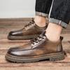 Handmade Leisure Men Shoes New Trendy Minimalist Work Shoes With Lace Up Middle-Aged Dad Formal Casual Business Leather Shoes