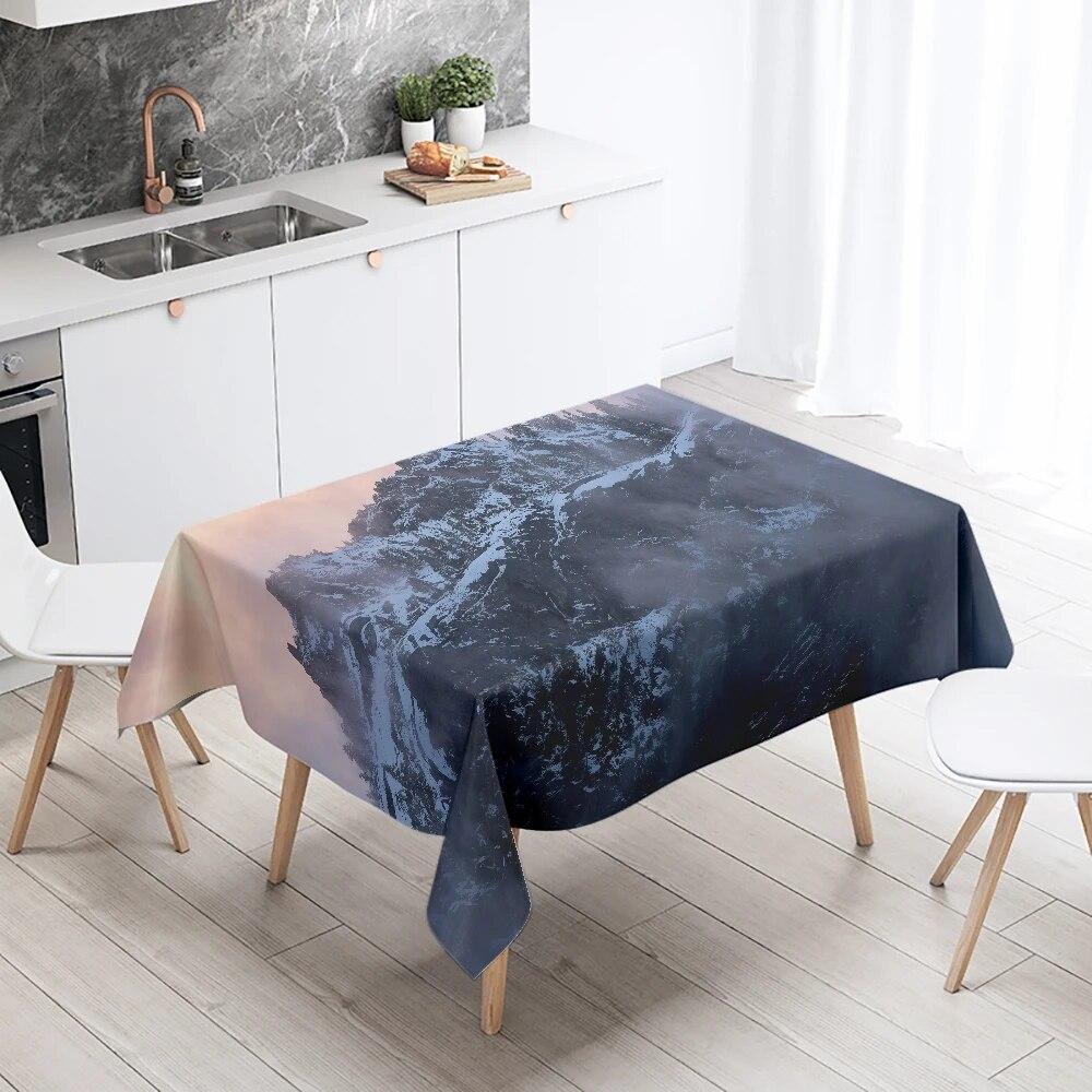 Mountains and Lakes Scenery Tablecloth Outdoor Camping  Antifouling Waterproof Home Kitchen Table Decoration