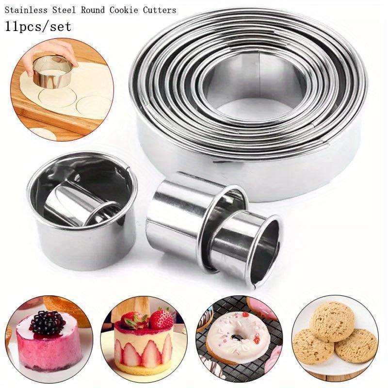 11 pezzi/set Tagliabiscotti rotondi in acciaio inox DIY Pasticceria Cerchi anello per cottura