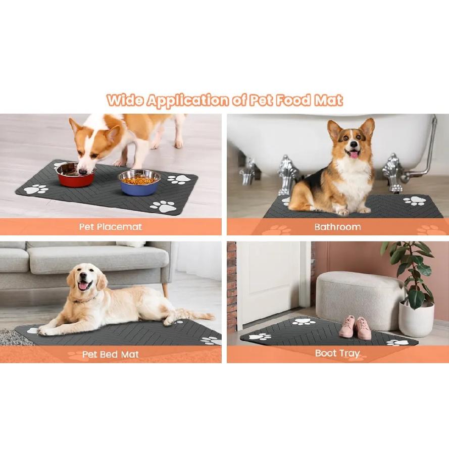 Pet Feeding Mat-absorbent Pet Placemat Rubber Backing Quick Dry Water Mat For Dog Cat For Food And Water Bowl With JJ2382