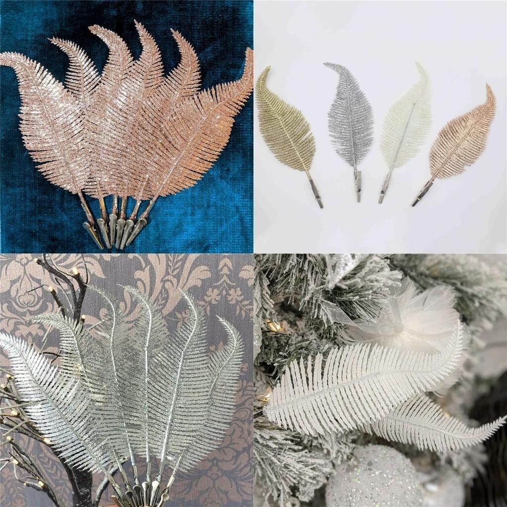 Elegant Clip On Feather Glitter Baubles For Stunning Christmas Tree Decor