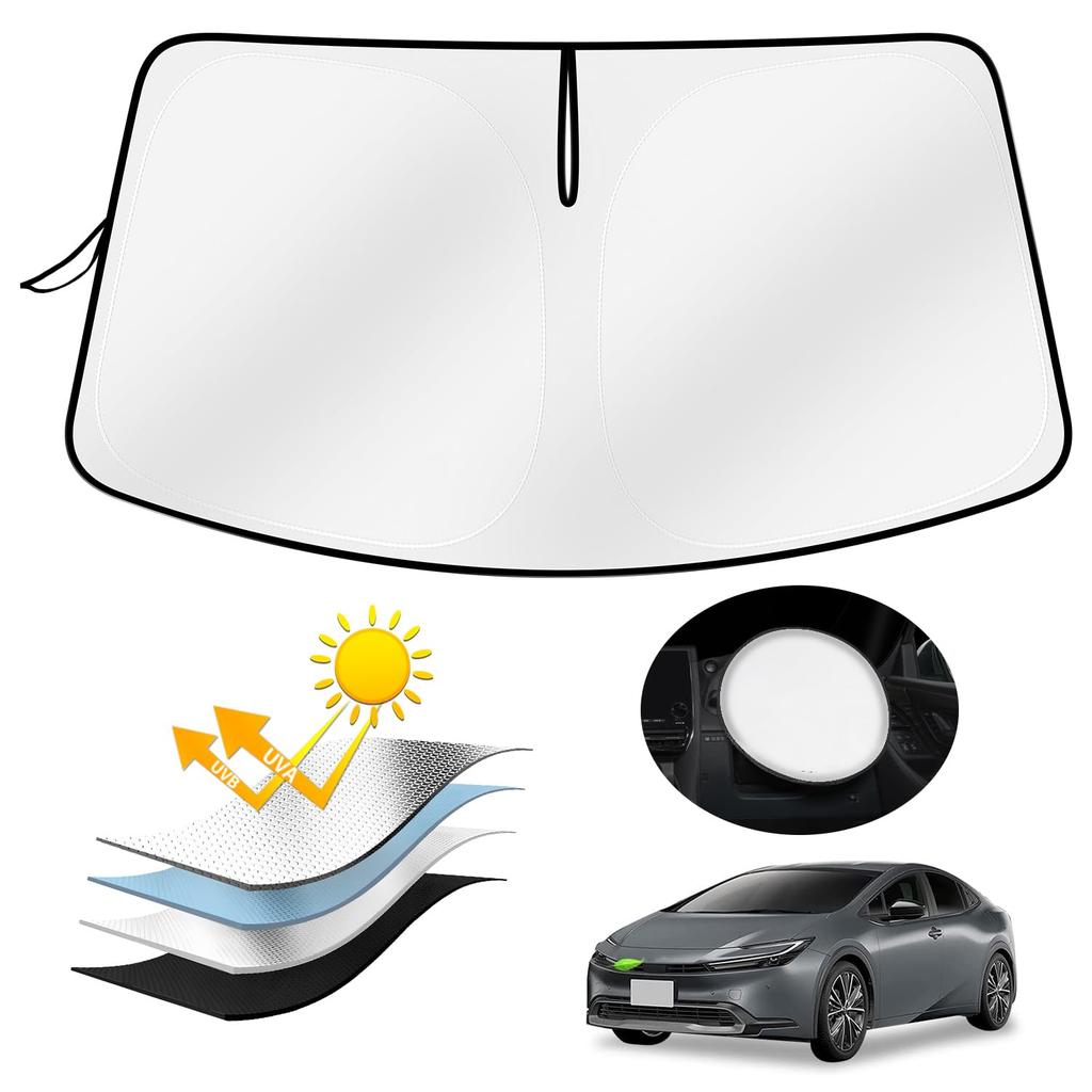 AUTO SPEC Toyota New Prius 60 Series Front Car Blackout Front Windshield Shade for Prius 5th Generation 2023 UV Sun Heat Easy Installation and