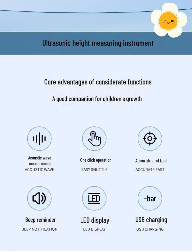 Portable Mini Ultrasonic Precision Height Measurer for Children