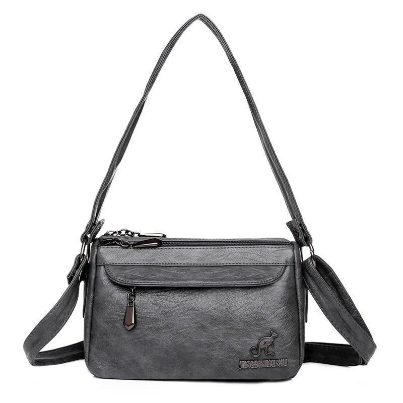 

Женская новая сумка кроссбоди из мягкой искусственной кожи, минималистичная однотонная сумка на плечо, модная трендовая повседневная сумка для мамы серый