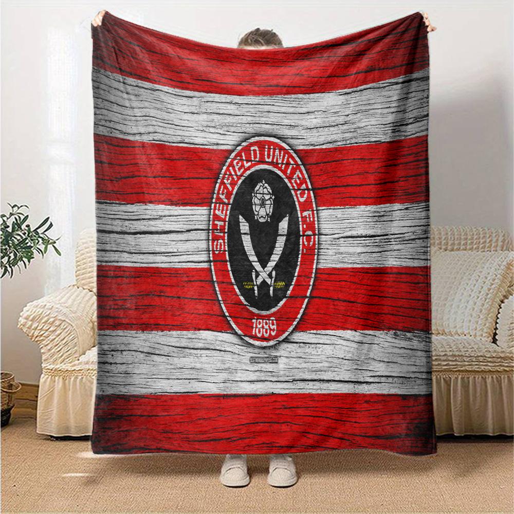 Sheffield Team Crest Flannel Blanket, Soft Polyester, Modern Design, All-Season for Camping, Travel, Gifts for holidays or birthdays