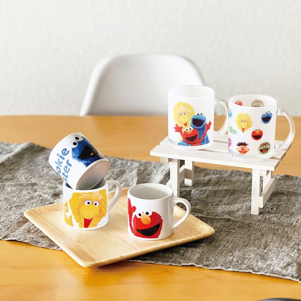 Sesame Street 8 X 10cm Birthday Made In Product Number 535102 "Photo" Mug, Glass, Approx. Diameter, Face, Tableware, Sesame, Gift, Gift, Clear, Japan,