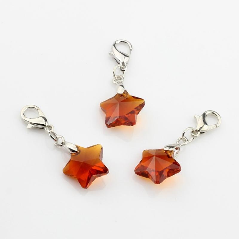 Five-Pointed Star Crystal Beads Tassels Charm Lobster Clasp Pendant for DIY Keychain Necklace Jewelry Making Tool