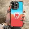 Tooth Dentist Pattern Plating Phone Case For Iphone 16 17 Pro Max Air 16E 14 15 Plus 12 13 Mini Anti-Fall Airabag Cover