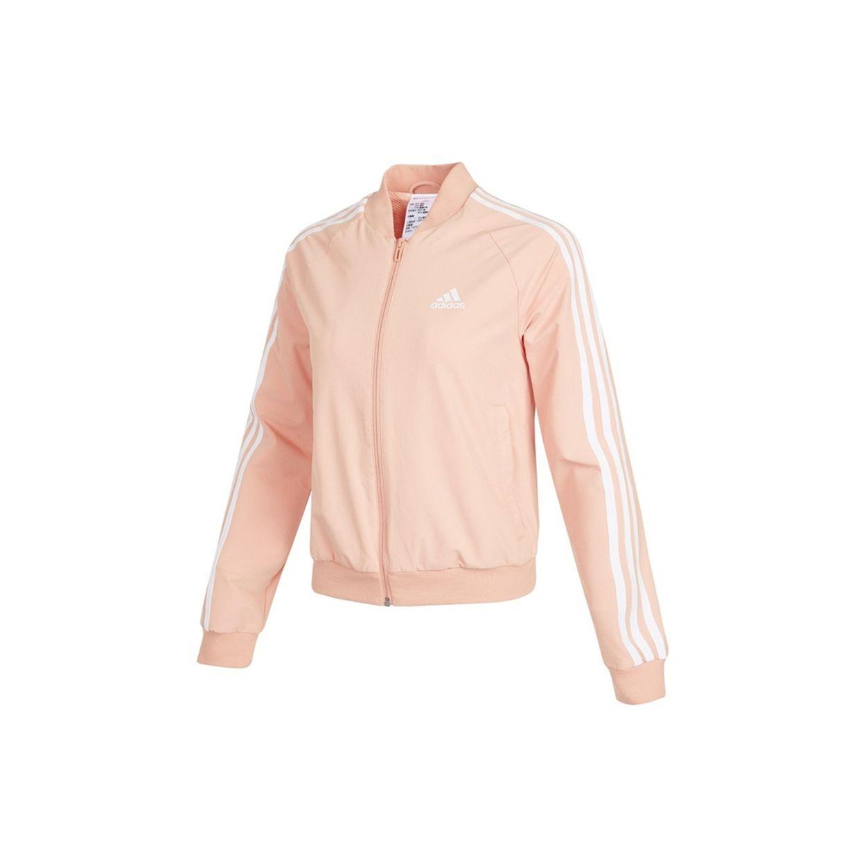 adidas Women s Light Pink 3-Stripes Stand Collar Woven Sports Jacket H42006 M