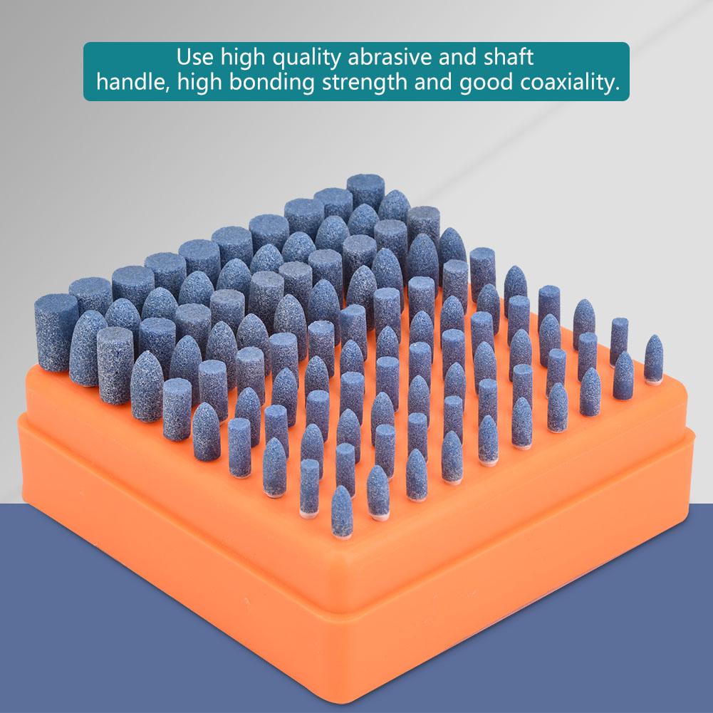 100Pcs Polishing Stone Head Grinding Wheel Burr Bit for Grinder Pink Shank Diameter 3mm