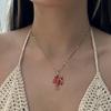 Bohemian Lobster Stainless Steel Clavicle Necklace for Women Minimalist Red Enamel Pendant Chain Party Cute Jewelry Gift
