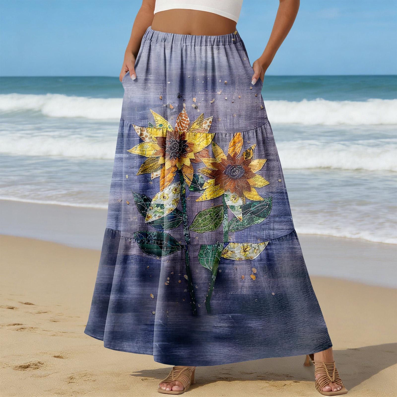 

Женская Повседневная Юбка А-силуэта с Высокой Талией и Шнурком Цветная Юбка С Карманами XXL