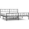 Bed Frame with Headboard and Footboard Metal Black 200x200 Cm