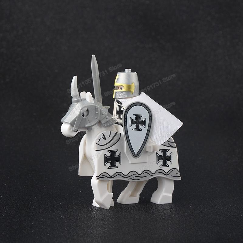 Medieval Knight Serie Figures Building Blocks Warrior Soldiers Guards Lion Heart Hospital Teutonic Knight Battle Pastor Kid Gift