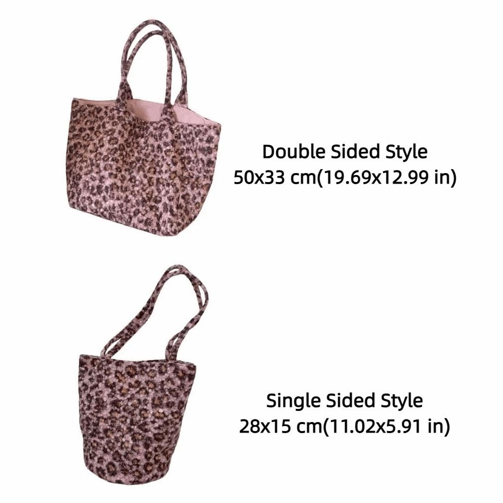 Double-sided Use Korean Leopard Shopping Bag Leopard Print Storage Shoulder Bag  Girl
