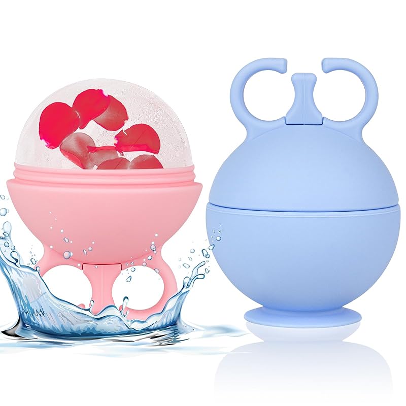 2 Pack Ice Roller for Face, Face Ice Roller for Women Face Neck Body and Eye, Ice Face Roller Tones Skin Eliminates Puffiness Ice for Face Ice Mold Pink, Blue