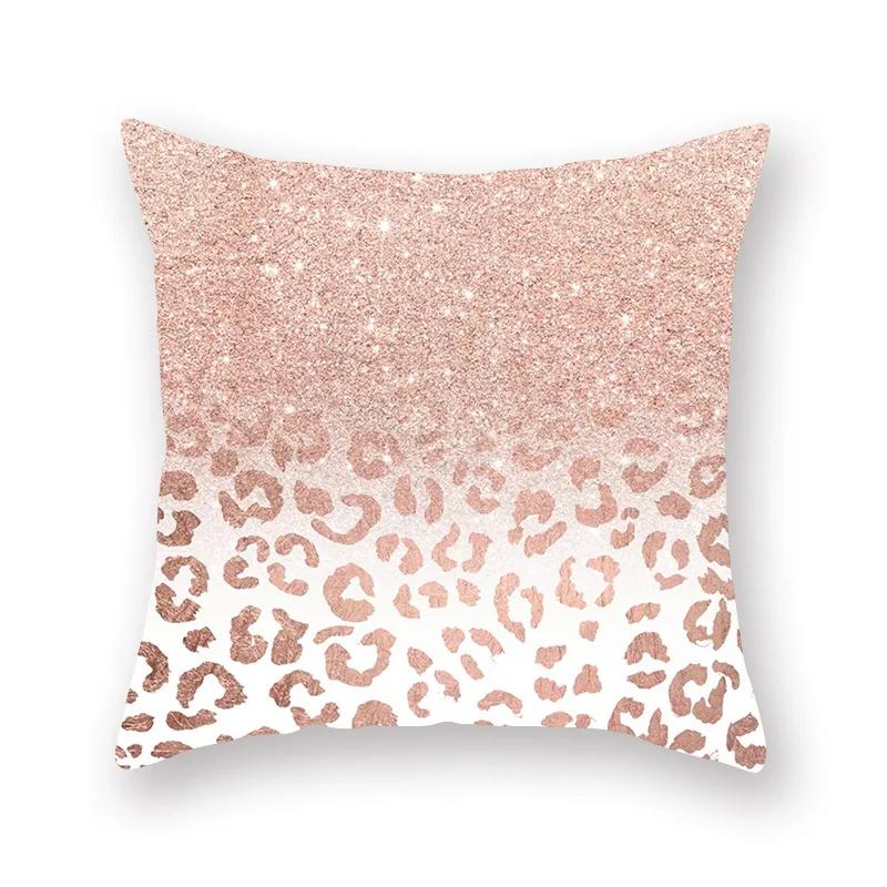 45X45CM Pink Shiny Polka Dot Alphabet Geometric Simple Pillow Cover Bed Sofa Car Office Seat Cushion  Home Decoration