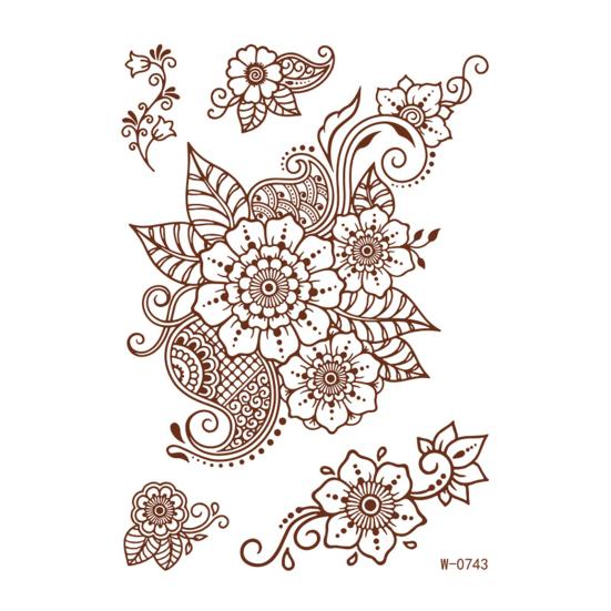 Henna Tattoo Stickers, Red Brown Waterproof Lace Temporary Tattoos, Indian Mehndi Body Art for Women Girls, Festival Makeup