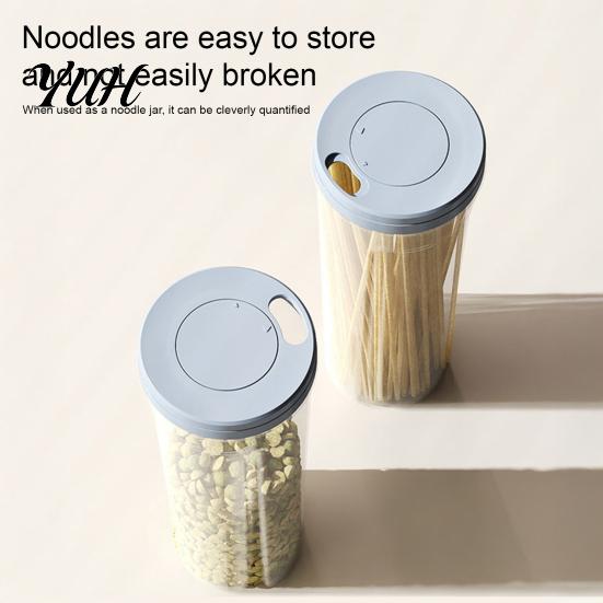 Cereal Storage Bin Airtight Spaghetti Container, Clear PP Rotate Open Noodle Organizer, Freshness Locking Lid Moisture Proof Food Preservation for Dry