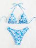 2024 Sexy Bikiny s trojúhelníkovým potiskem: Přeshraniční evropský a americký styl se zavazovacím designem