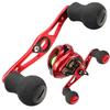 Merrytime Baitcasting Reel Compatible with and Abu Double Custom Offset EVA Knob Red Shimano, Daiwa, Garcia, Handle, Lightweight, Bearing, Fishing,