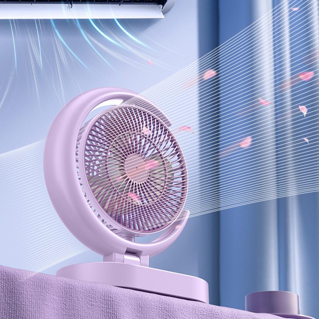 USB Desk Fan Rechargeable Quiet Small Portable Desktop Table Fan with Light for Home Travel
