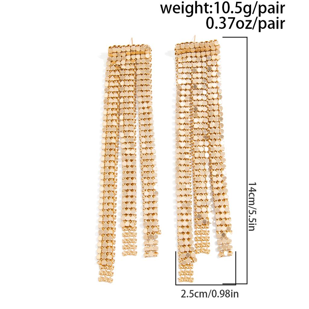 SHIXIN Luxury Metal Sequin Tassel Drop Earrings Women Exquisite Shiny Geometric Long Pendant Earrings Party Jewelry Accessories