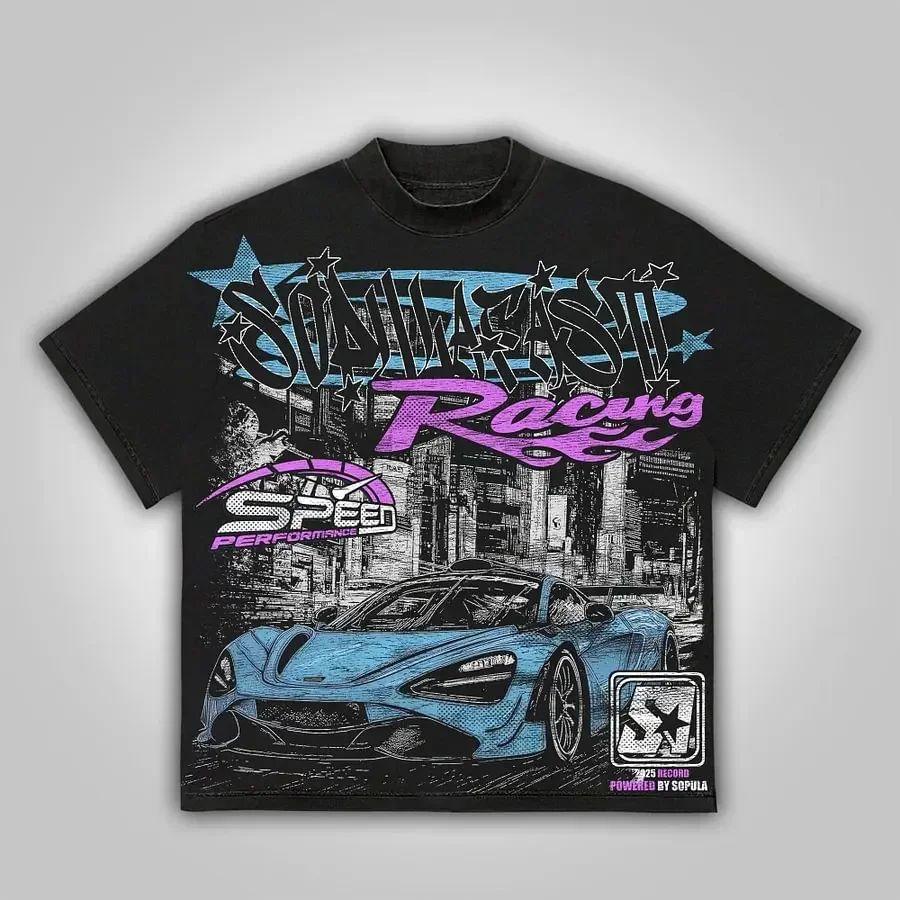 Vintage Y2k Fast Racing Make Vintage Graphics Cotton TShirt Retro Short Sleeves Harajuku Oversize Tee Streetwear Tops Unisex