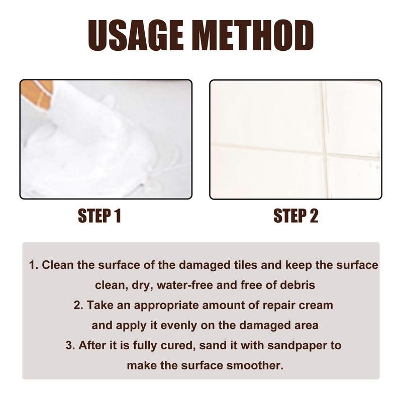 Ceramic Repair Paste Tub Tile Repair Kit Porcelain Crack Chip Floor Repairing Cream Paste  High Gloss Epoxy Tile Adhesive