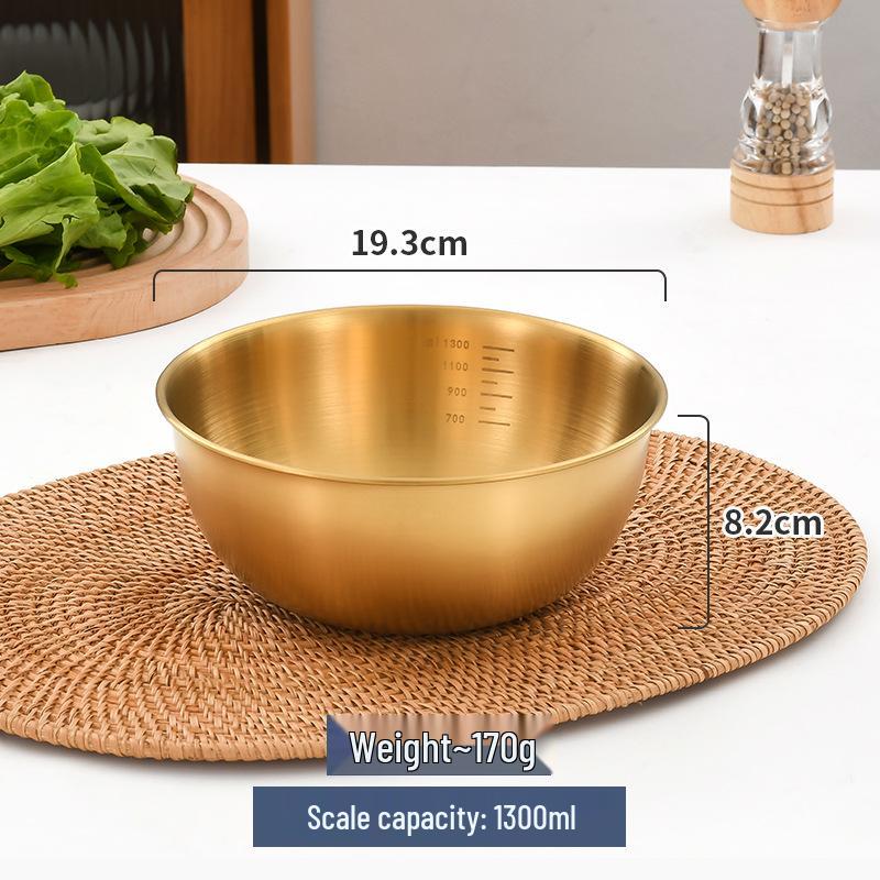 Gold Round Stainless Steel Mixing Bowl for Salad, Baking, and Egg Beating