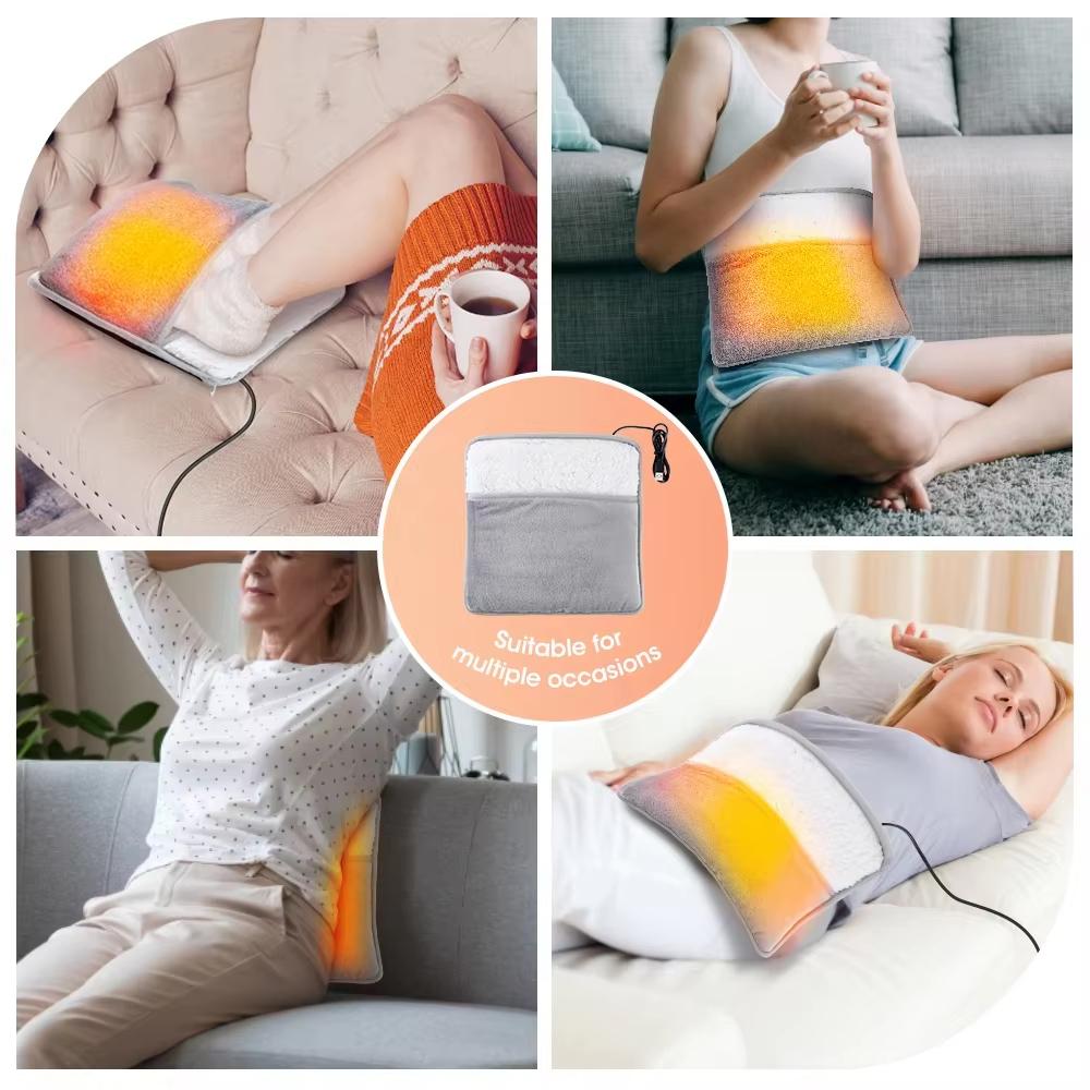 Portable USB Electric Foot Heating Pad Washable Soft Plush Foot Heater Winter Warming Mat for Bed Under Desk Home