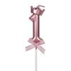 Pink Crown Candle Birthday 0-9 Number Cake Decoration Digital Candles Dessert Insert Decor Party Anniversary Day Cake Decor