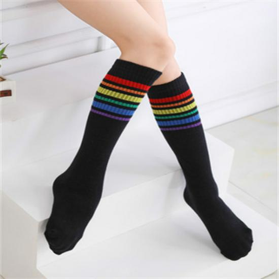 Children's Mid-Calf Socks: Cotton Striped for Girls, Boys' Sports Style, Thick for Autumn/Winter