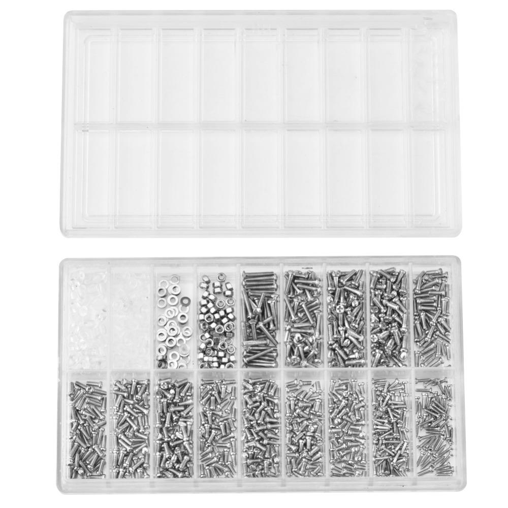 Full Set Stainless Steel Micro Screws 1000 Pieces Repair Screws Eyeglass Repair Watch Repair
