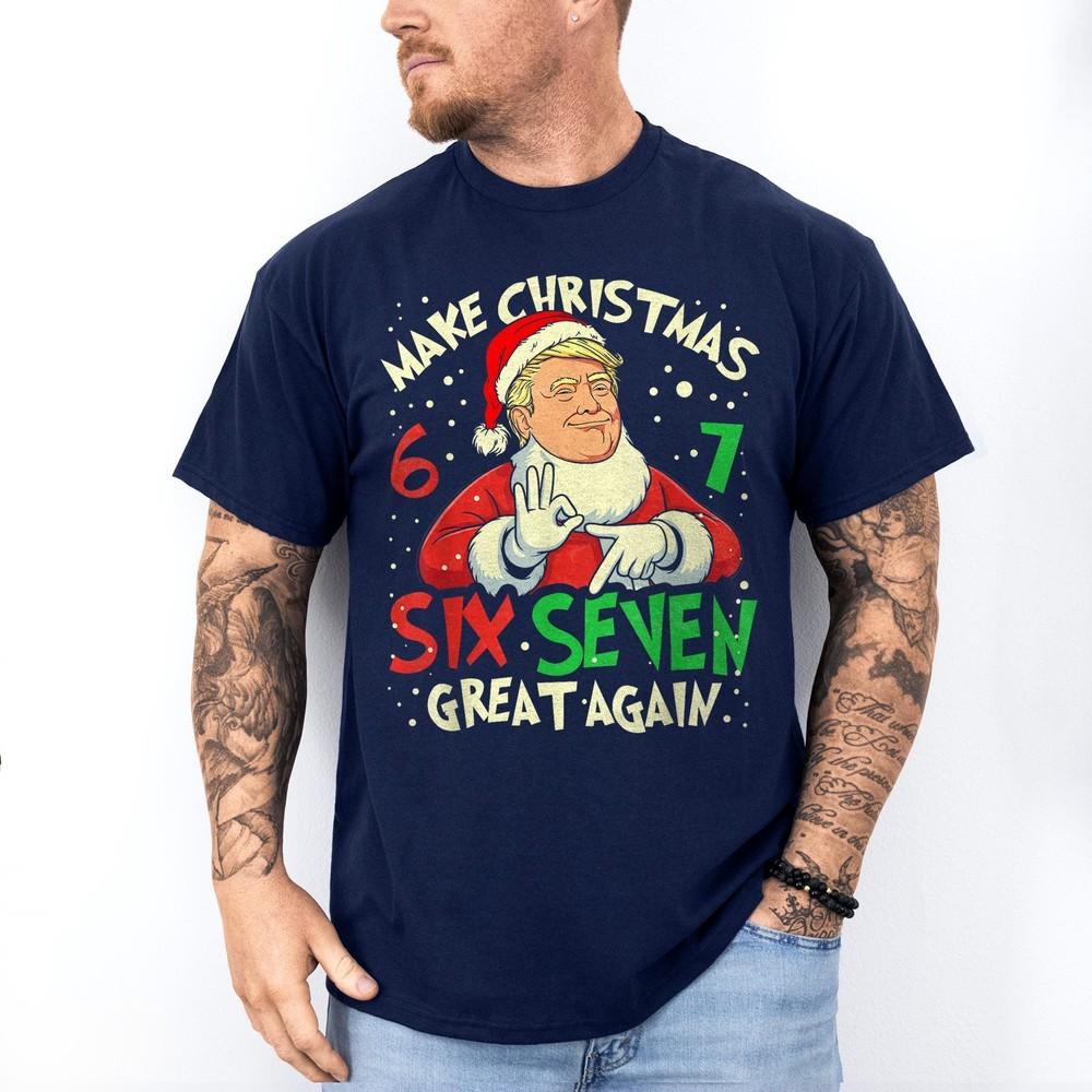 

Make Christmas 67 Great Again 6 7 Meme Six Seven Santa Trump Pajamas Xmas Ugly 3XL
