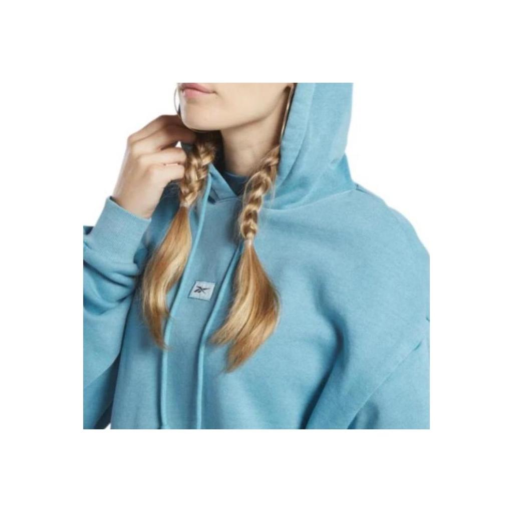 Reebok Solid Color Hooded Loose Fit Sweatshirt Women Top Blue HS4747