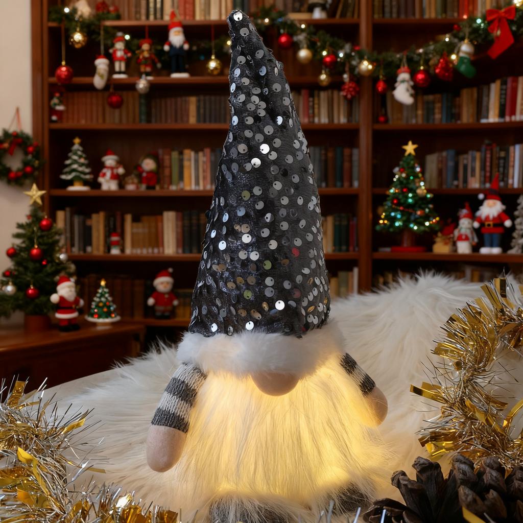 Christmas Gnome Decorations 12 Inch Sequin Gnomes Doll Plush Ornaments Christmas Gift for Holiday Party Xmas Tree New Year Decor
