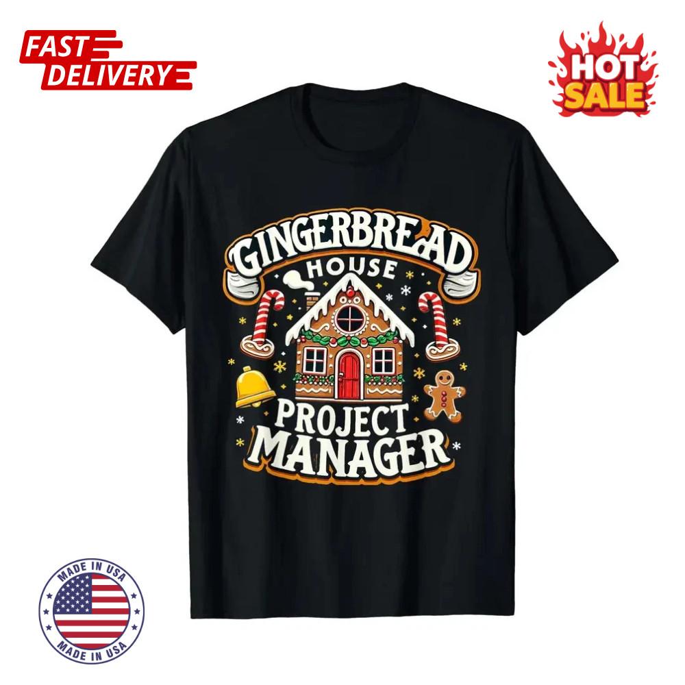 SALE Men S Christmas Gingerbread House Project Manager Graphic Inspired T-Shirt XXXXL