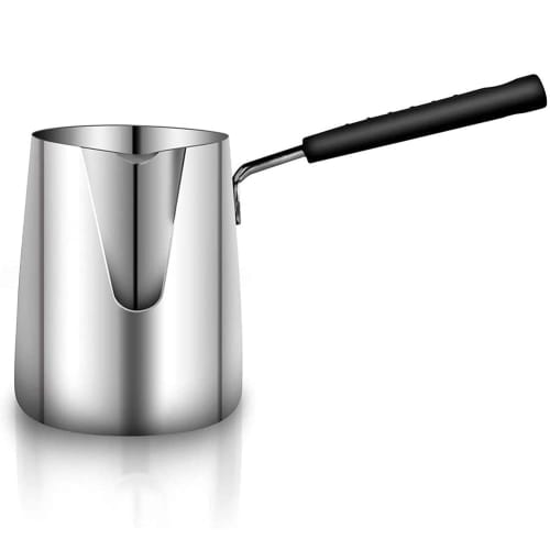 Vrttlkkfe 600ML Turkish Coffee Pot, Stainless Steel Milk and Coffee Warmer, Chocolate and Butter Melting Pot with Heat-Resistant Handle