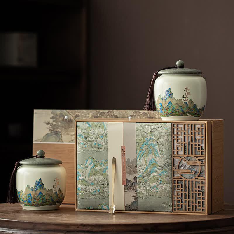 Thousands of Miles Landscape Ceramic Tea Caddy