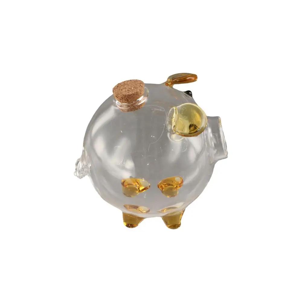 Transparent Cartoon Piggy Money Bank Handmade Lightweight Glass Money Jar Visible Durable Golden Beans Container Children