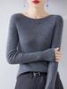 Women's Slim Fit Solid Color One-Shoulder Wool Sweater for Autumn/Winter