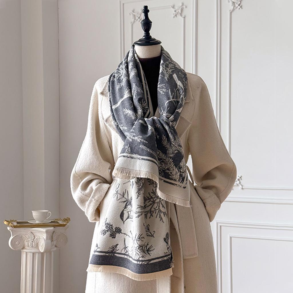 Luxury Brand Cashmere Women's Floral Printed Scarf Winter Warm Shawl And Wrap Bandana Pashmina Foulard Blanket Poncho