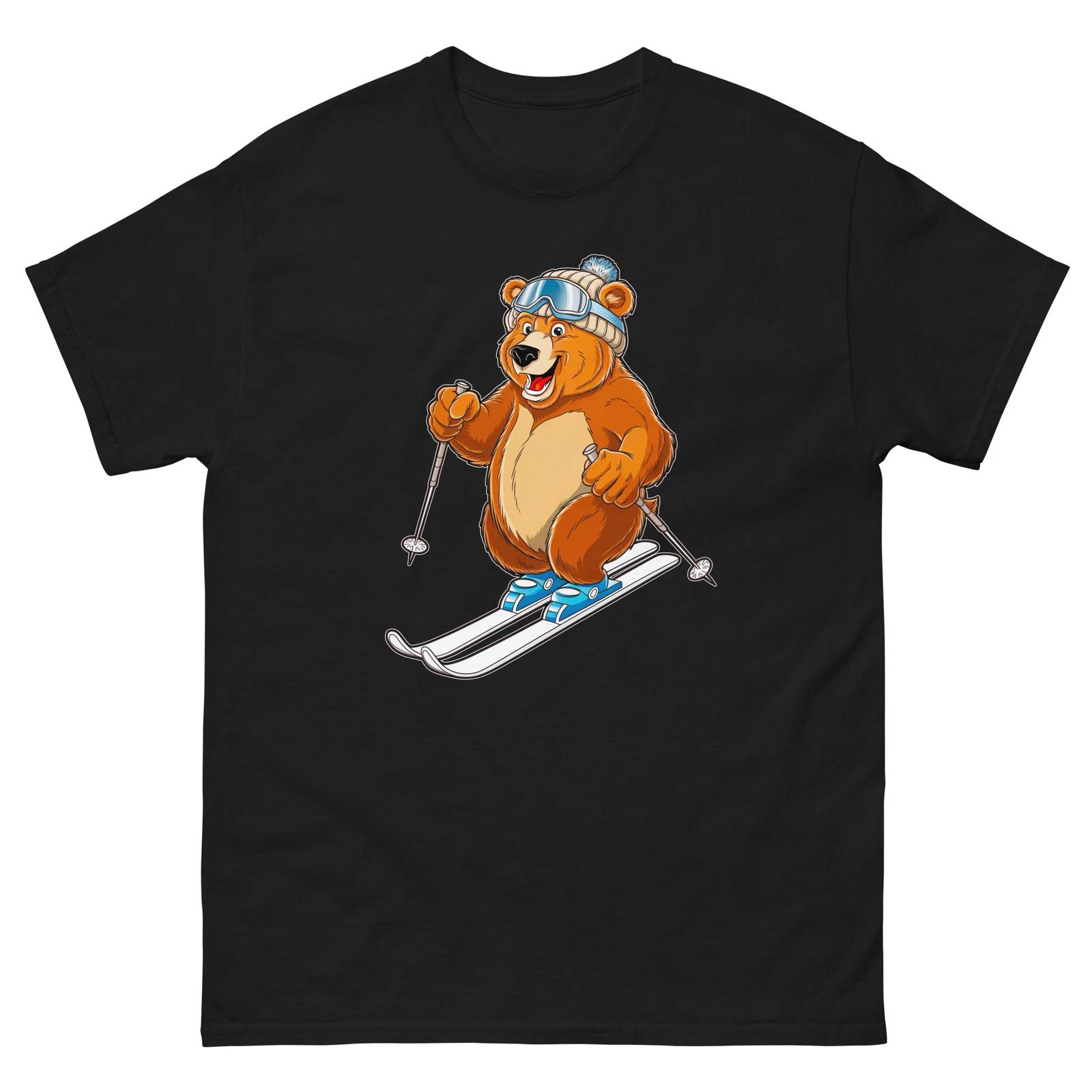 Bear Skiing Skier Fun Cartoon Ski Shirt T-Shirt S