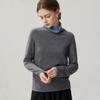 2026 A/W Stacked Collar Color Block Two-Piece Look Cashmere Women’s Pullover Long Sleeve Knit Sweater